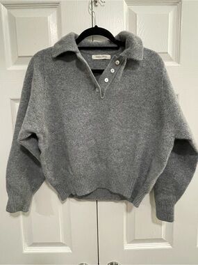 Nothing Written Cozy Gray Collared Button Pullover Sweater